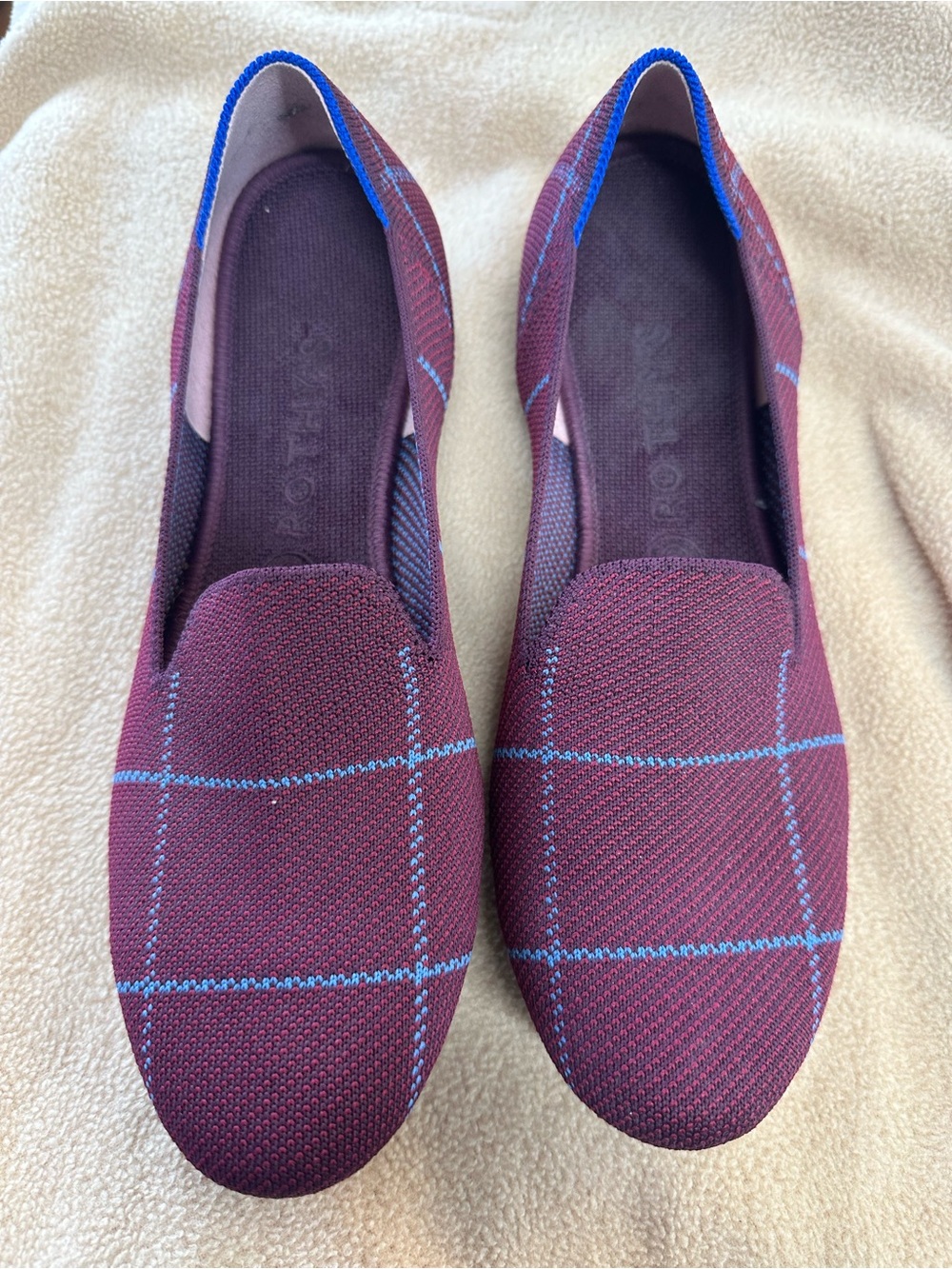 Rothy’s loafer the plaid slip on purple striped size 10 women’s shoes